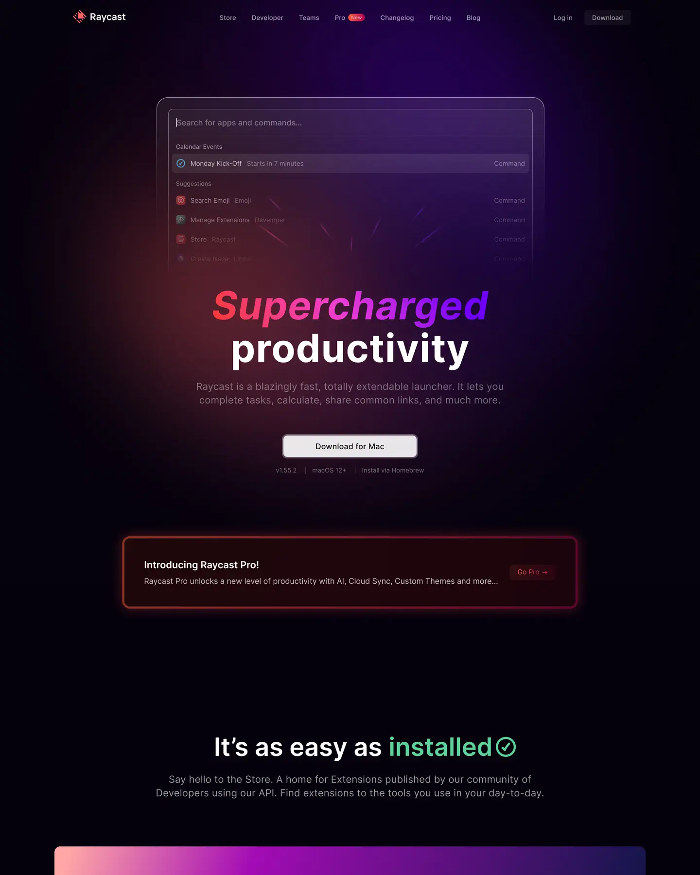 Raycast home page, part 1