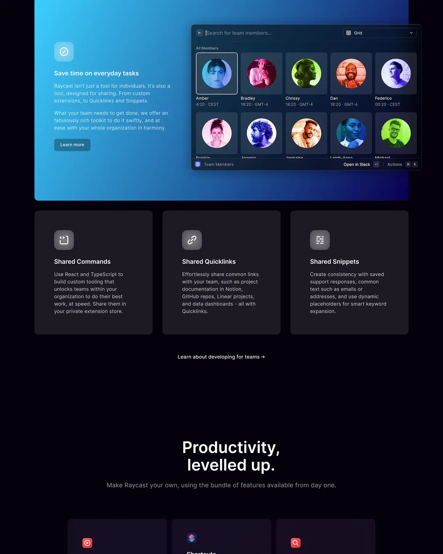 Raycast home page, part 4