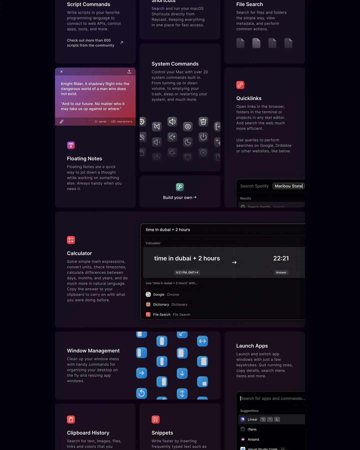 Raycast home page, part 5